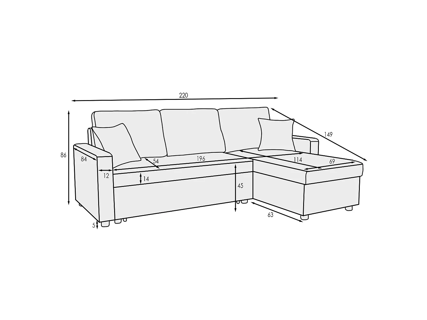 Canapé d'angle convertible 5 places en microfibre capitonné marron