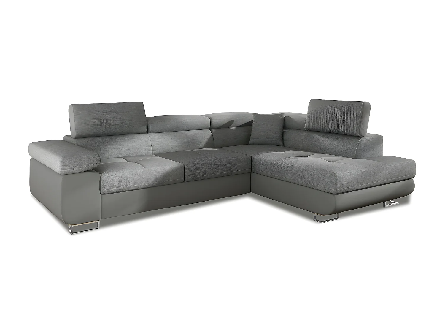 Canapé d'angle droit convertible Marius Gris