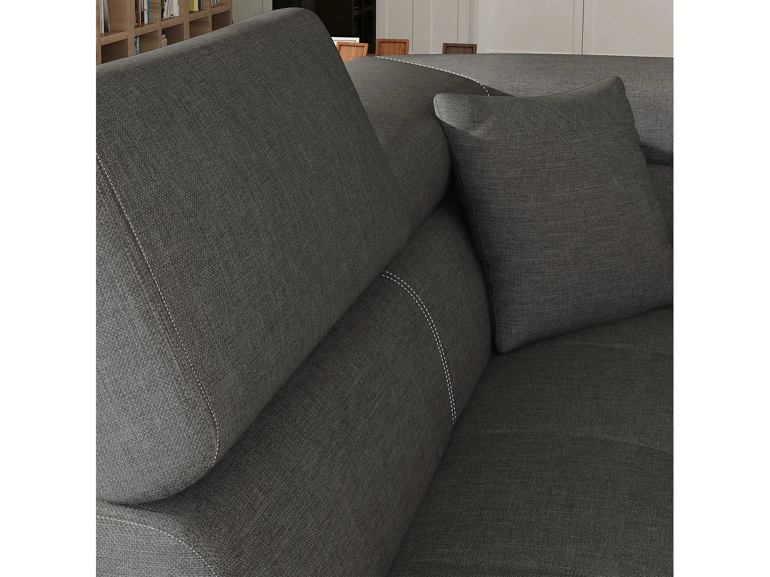 Canapé d'angle droit convertible Marius Gris