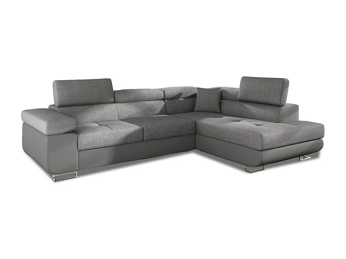 Canapé d'angle droit convertible Marius Gris