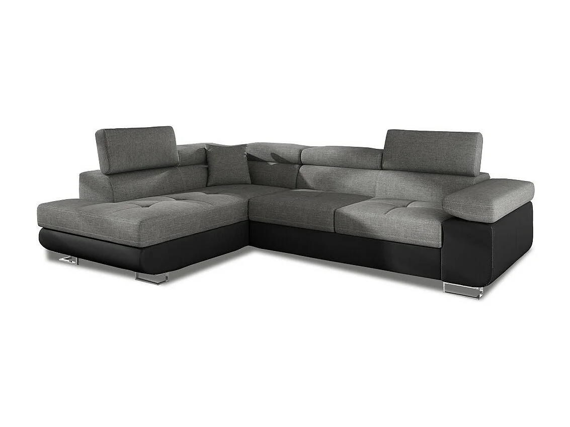 Canapé d'angle gauche convertible Marius Gris et Noir