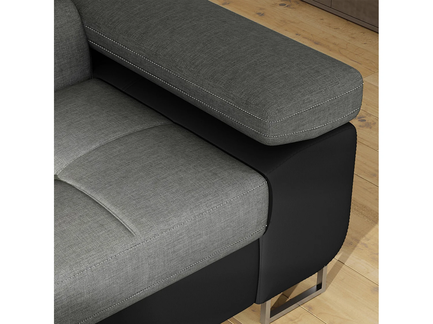 Canapé d'angle gauche convertible Marius Gris et Noir