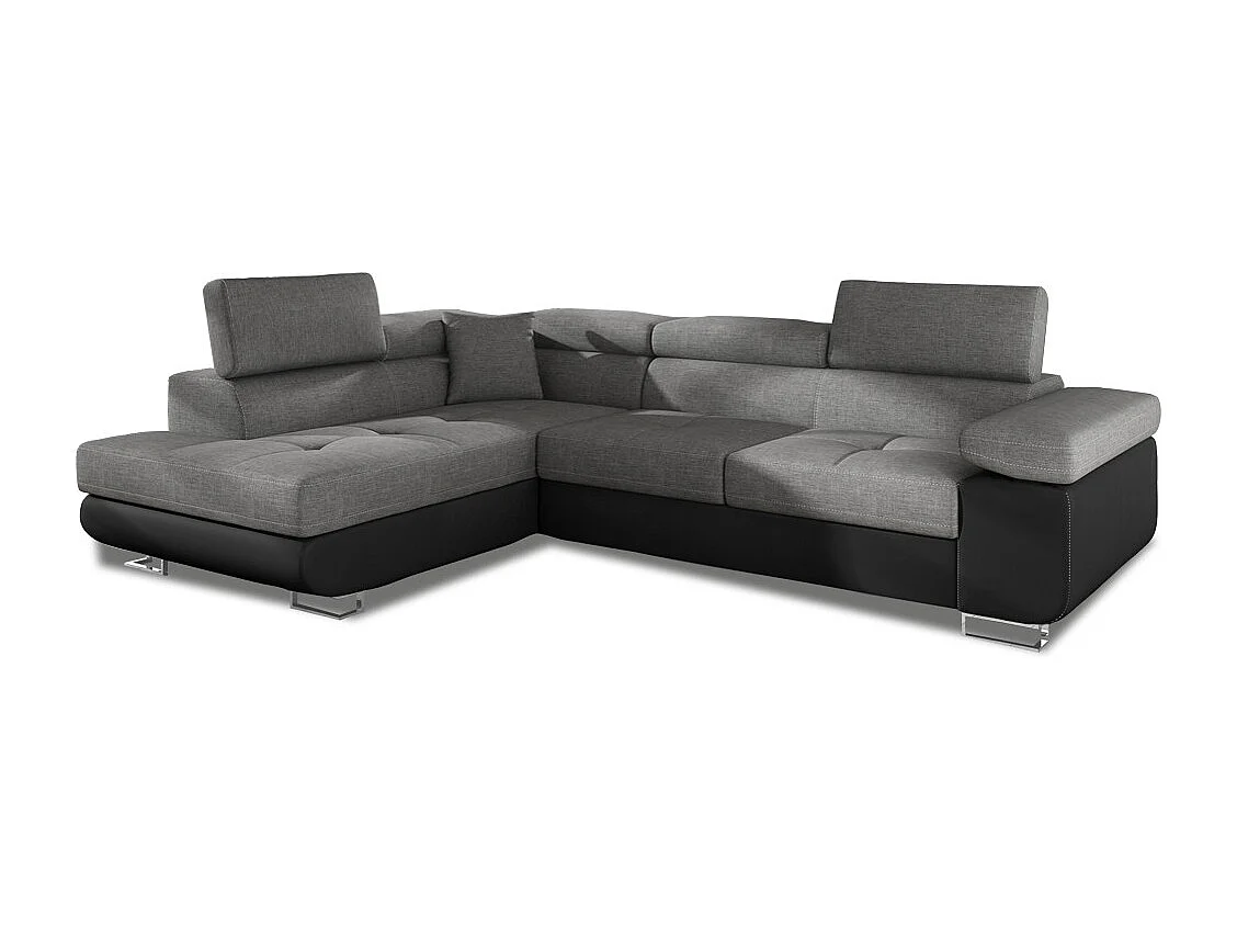 Canapé d'angle gauche convertible Marius Gris et Noir