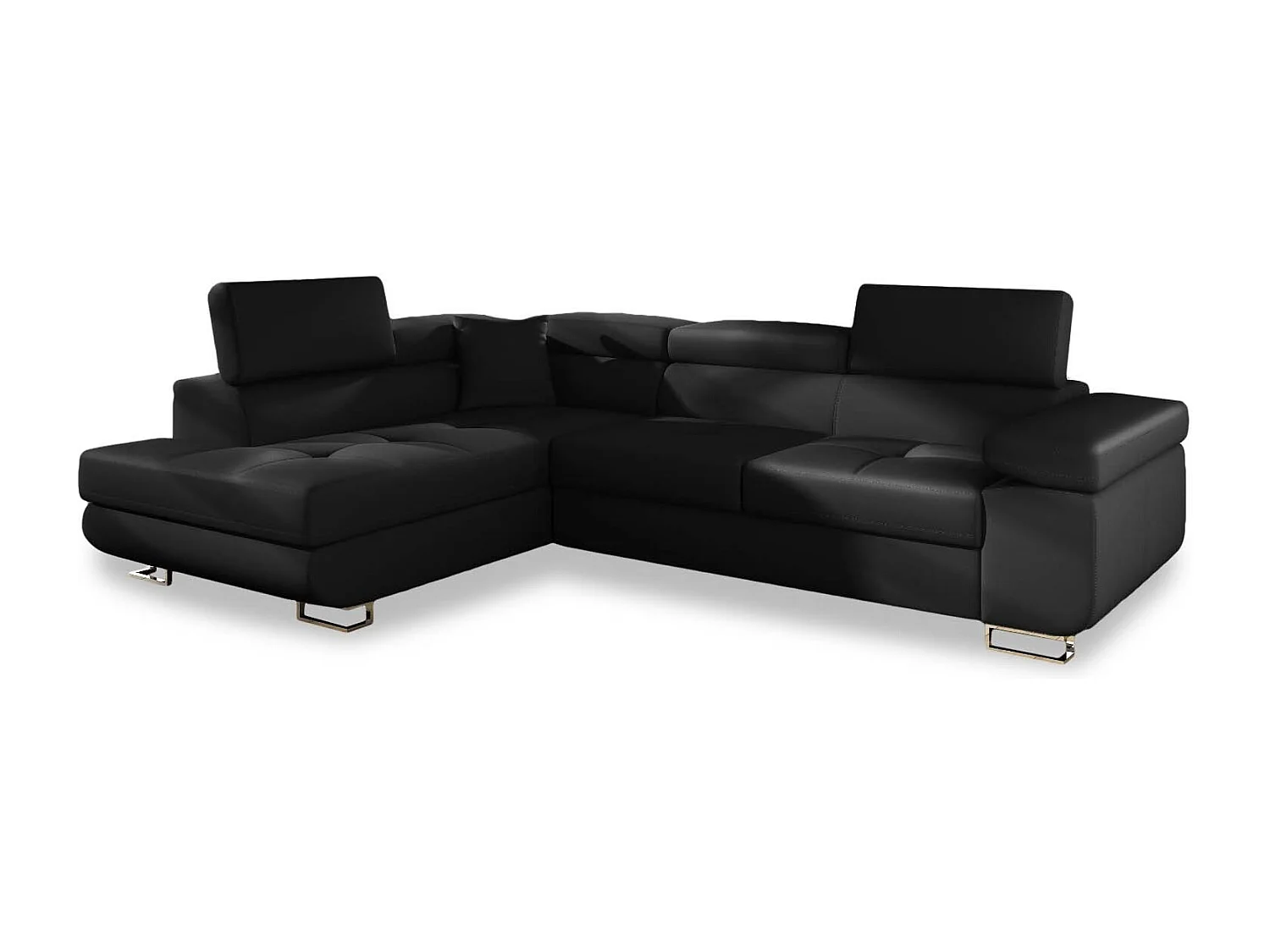 Canapé d'angle gauche convertible Marius Simili Noir