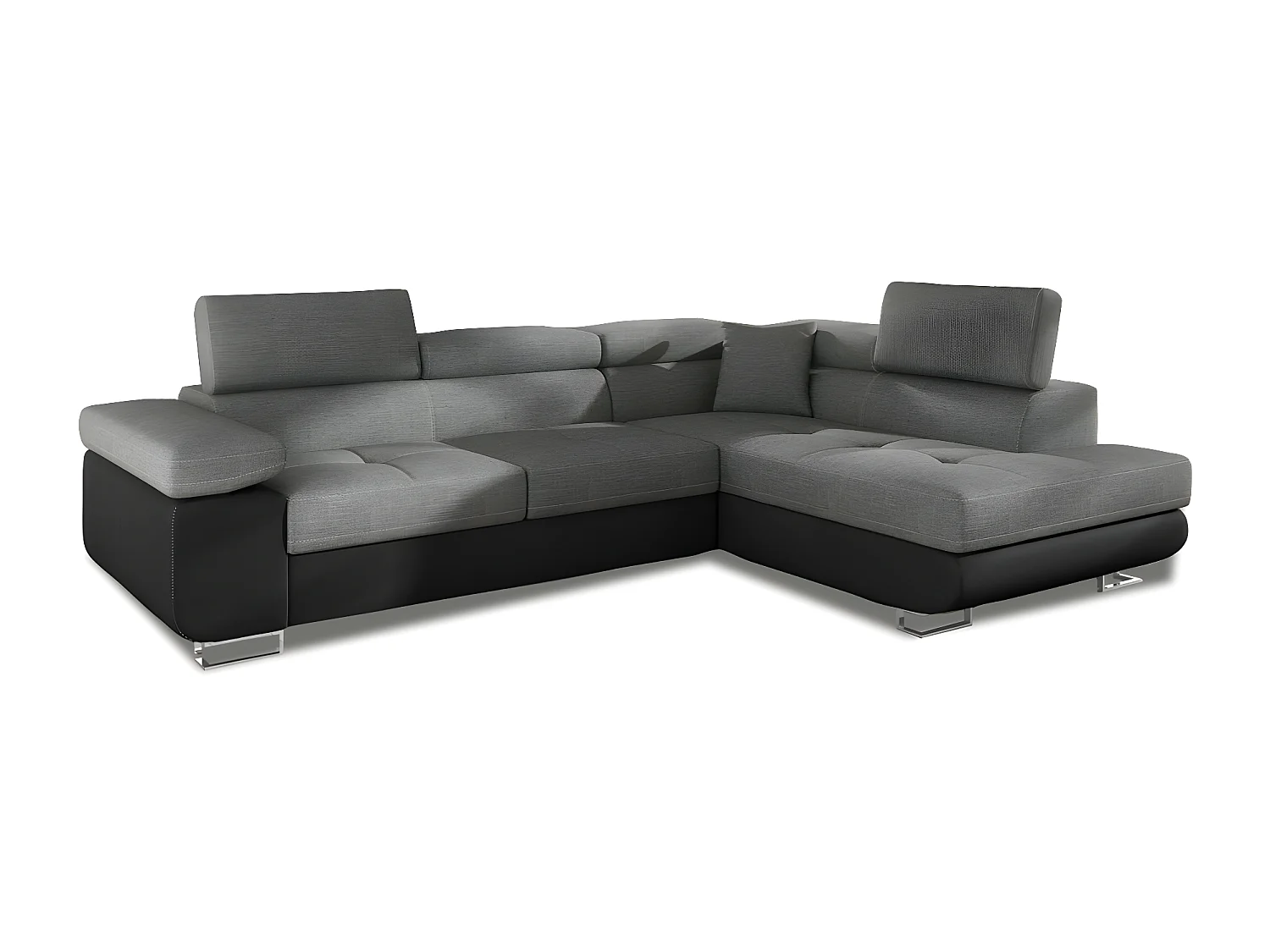 Canapé d'angle droit convertible Marius Gris et Noir
