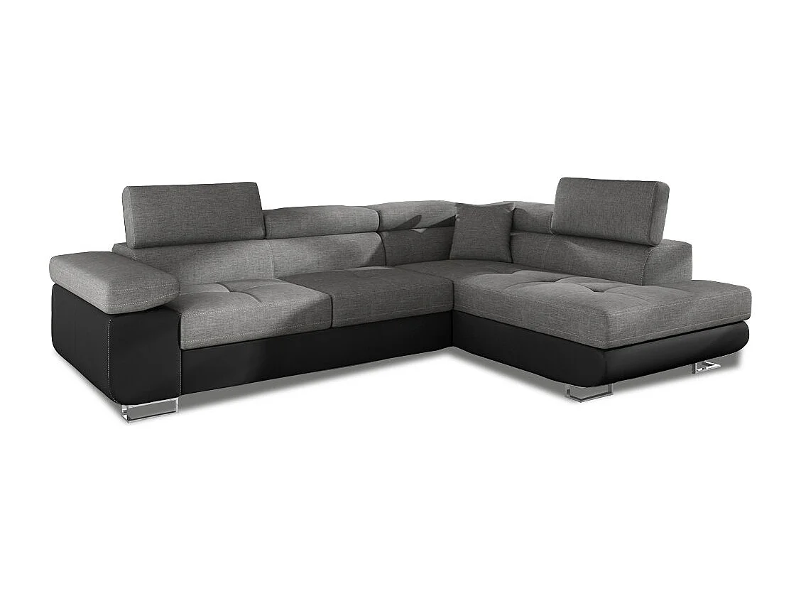Canapé d'angle droit convertible Marius Gris et Noir
