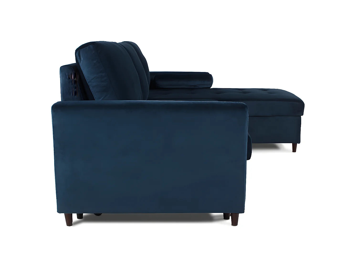 Canapé d'angle convertible réversible Claudio en velours bleu foncé