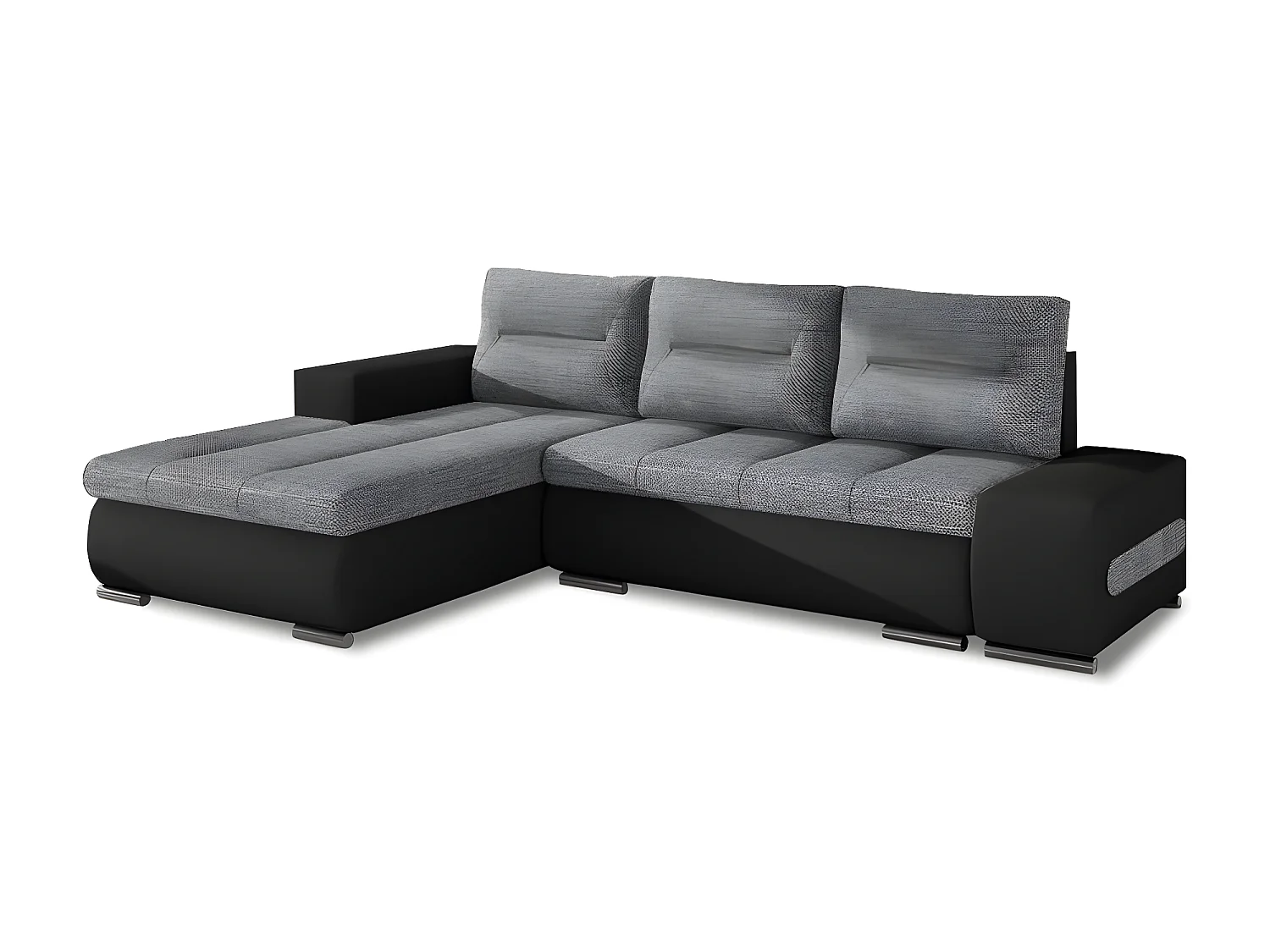 Canapé d'angle gauche convertible Santiago Gris et Noir