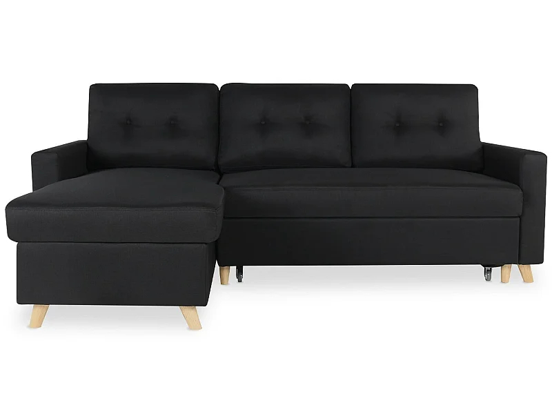 Canapé d'angle convertible réversible Falko Tissu Noir