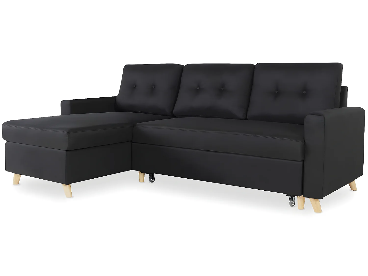 Canapé d'angle convertible réversible Falko Tissu Noir