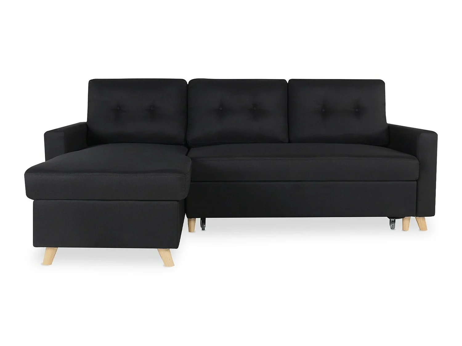 Canapé d'angle convertible réversible Falko Tissu Noir