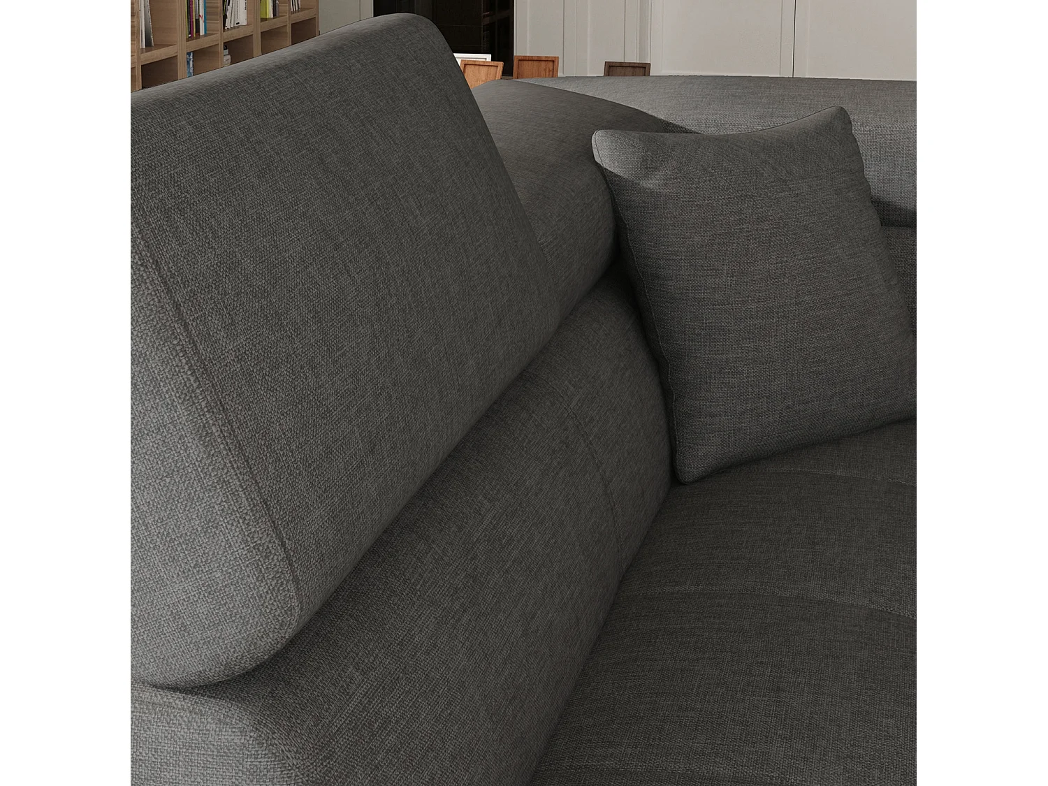 Canapé d'angle droit convertible Marius tissu Gris