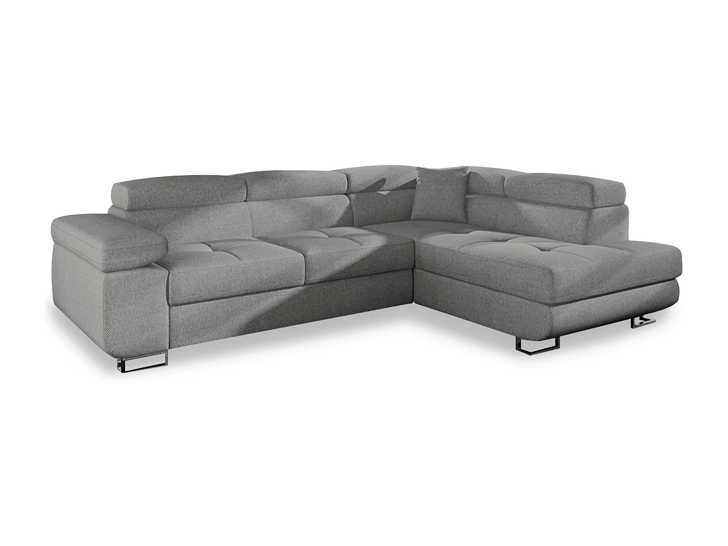 Canapé d'angle droit convertible Marius tissu Gris