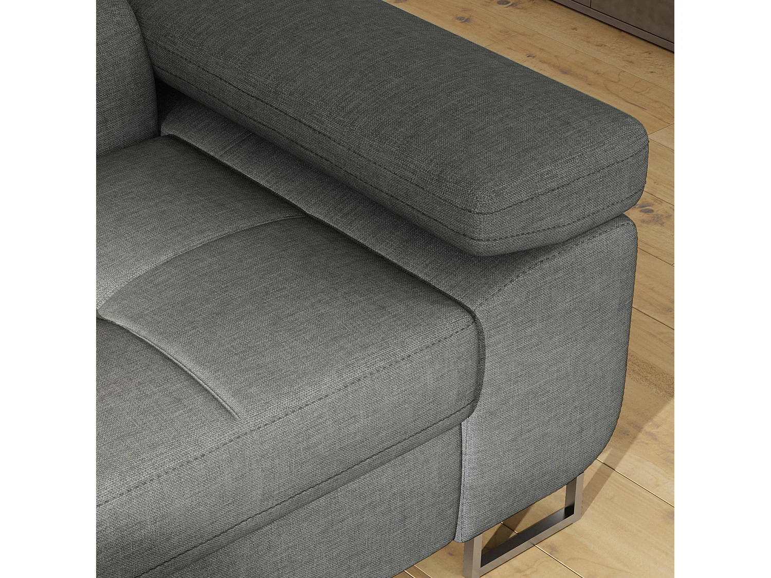 Canapé d'angle droit convertible Marius tissu Gris