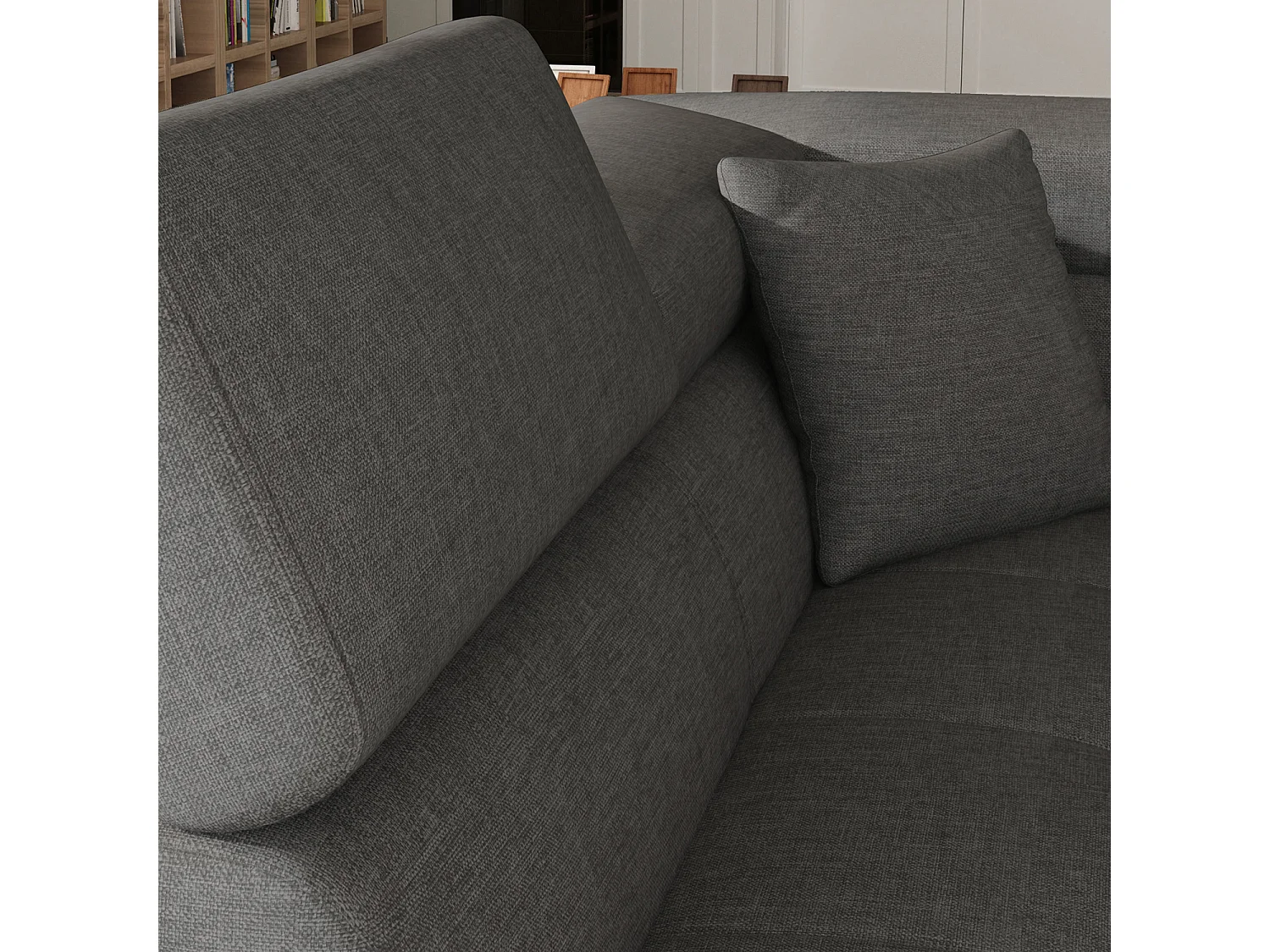 Canapé d'angle droit convertible Marius tissu Gris