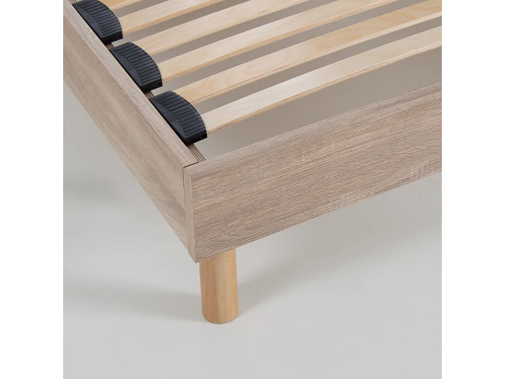 Sommier en kit à lattes couleur bois naturel 90x200