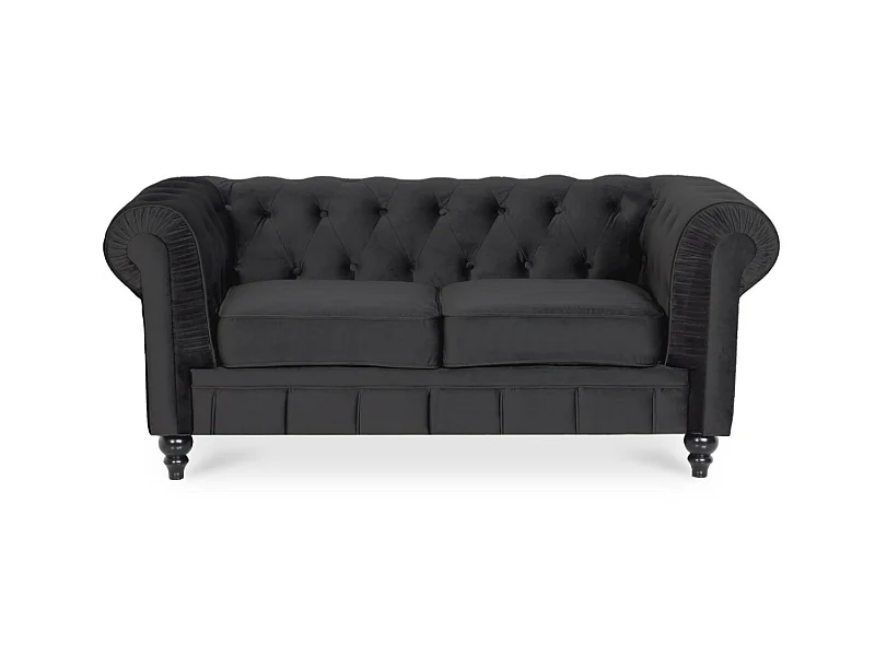 Canapé Chesterfield Velours 2 Places Altesse Noir