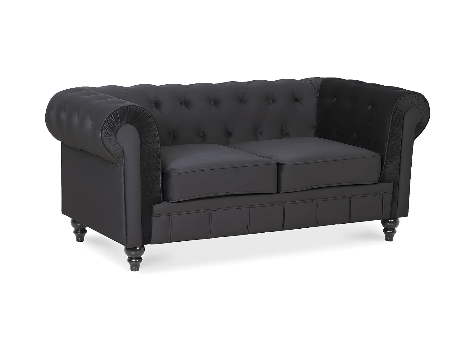 Canapé Chesterfield Velours 2 Places Altesse Noir