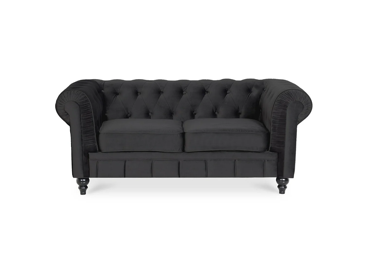 Canapé Chesterfield Velours 2 Places Altesse Noir