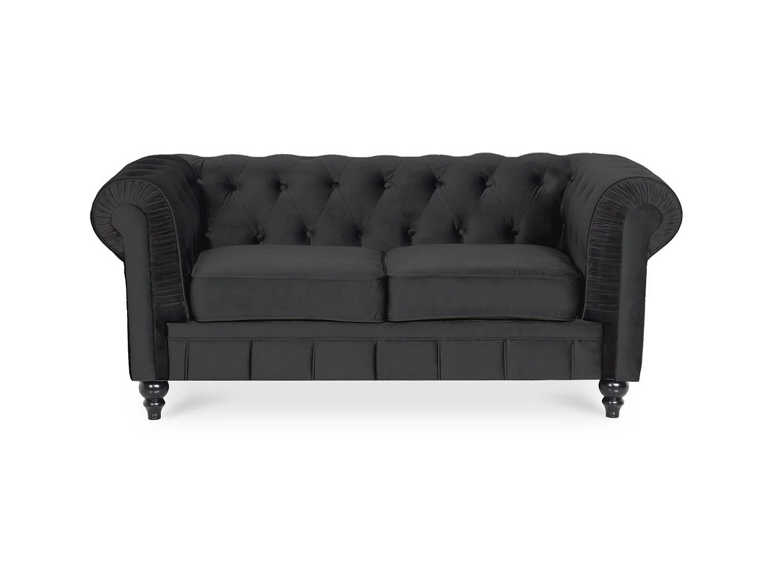 Canapé Chesterfield Velours 2 Places Altesse Noir