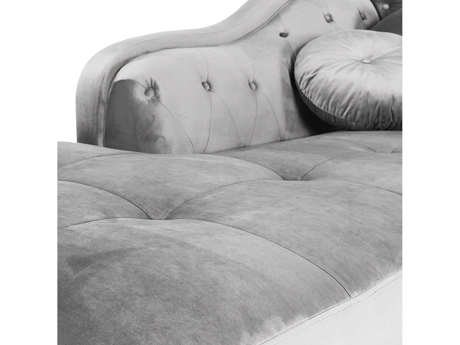 Canapé d'angle Gauche Empire Velours Argent style Chesterfield