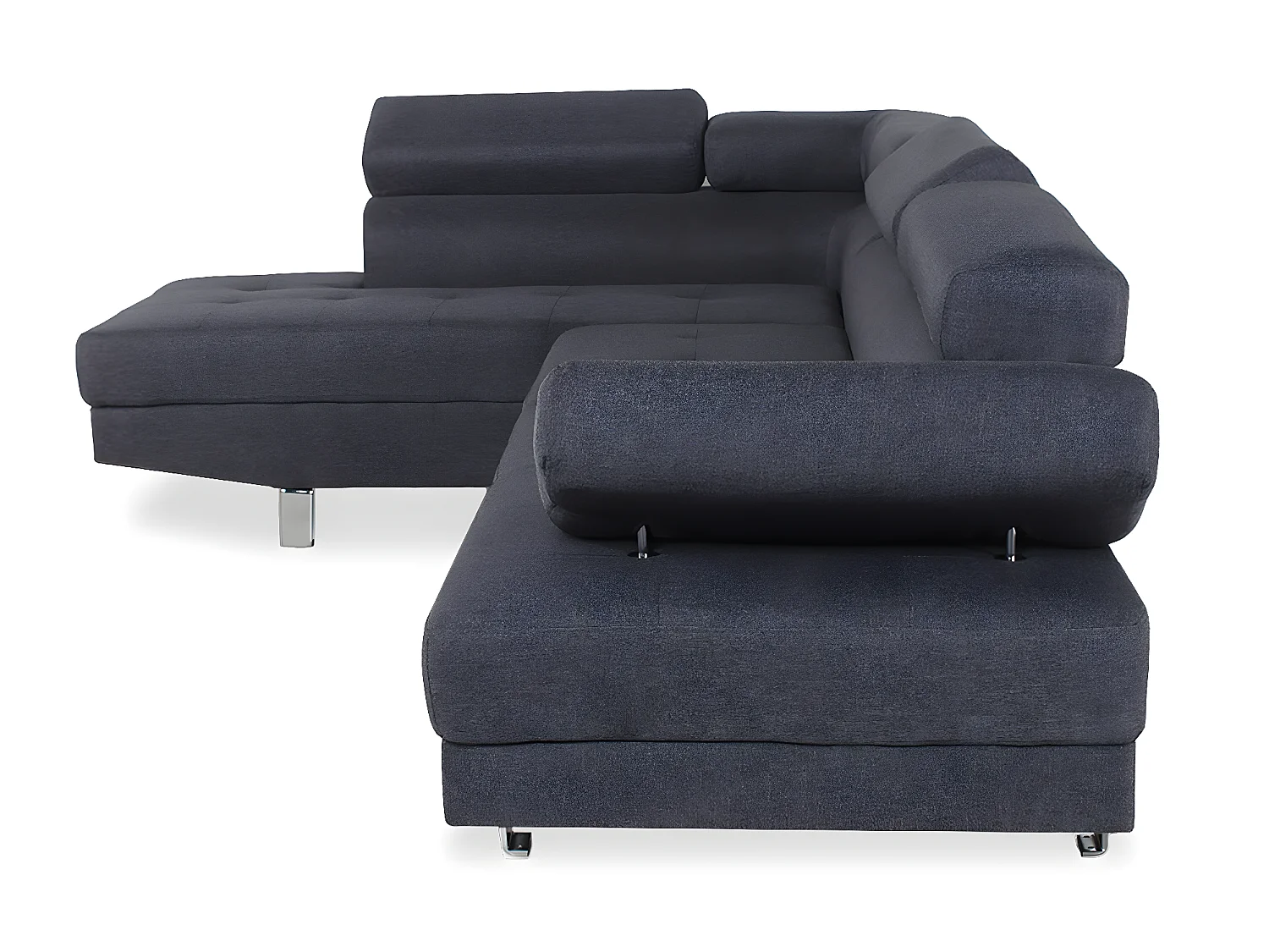 Canapé d'angle gauche avec têtières relevables Charly tissu Gris