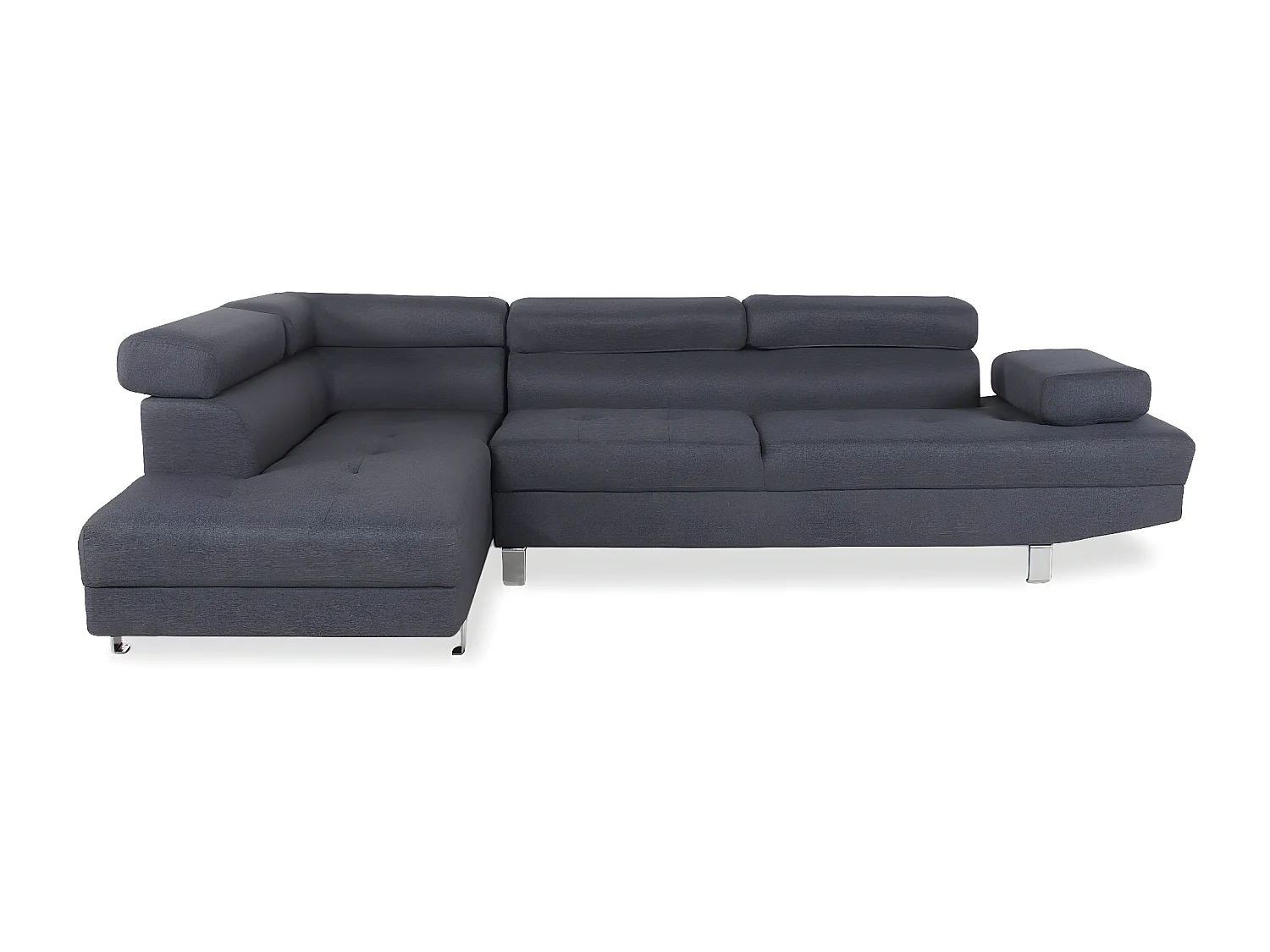 Canapé d'angle gauche avec têtières relevables Charly tissu Gris