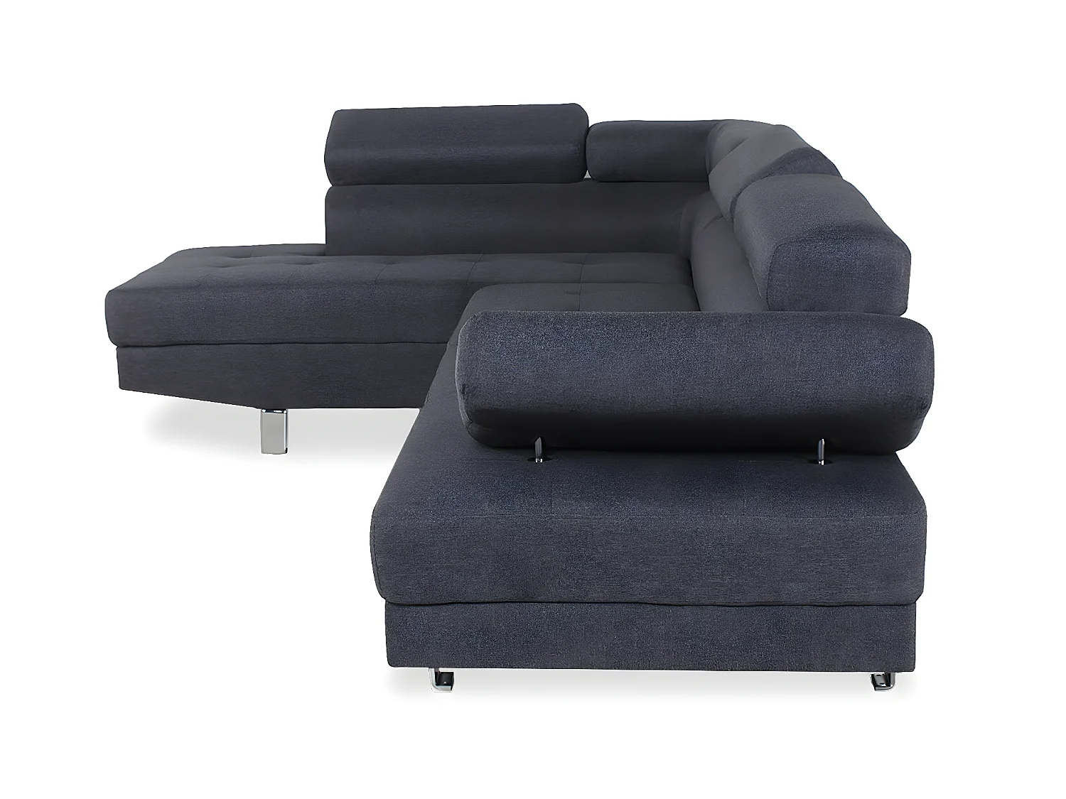 Canapé d'angle gauche avec têtières relevables Charly tissu Gris