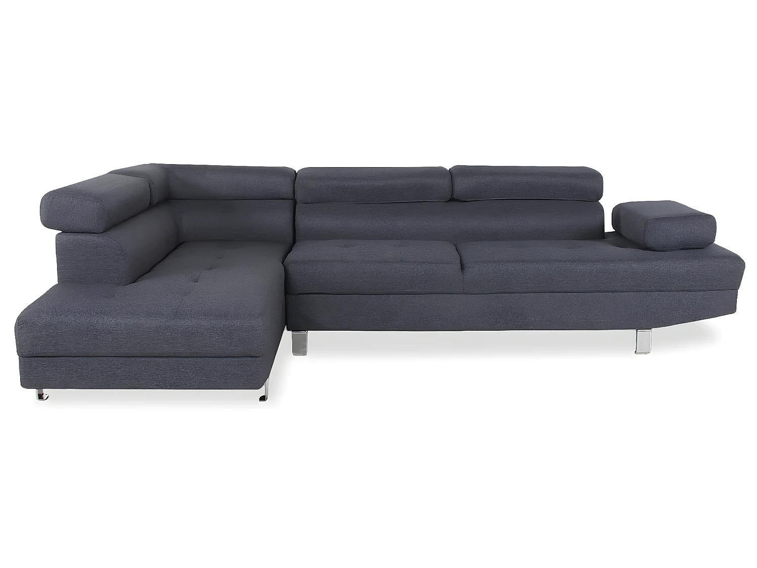 Canapé d'angle gauche avec têtières relevables Charly tissu Gris