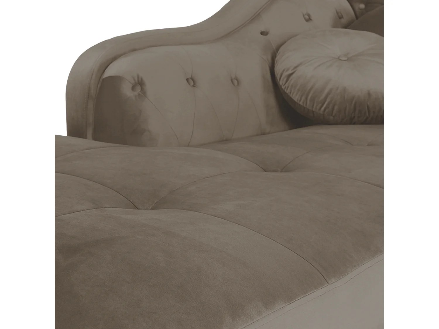 Canapé d'angle Gauche Empire Velours Taupe style Chesterfield