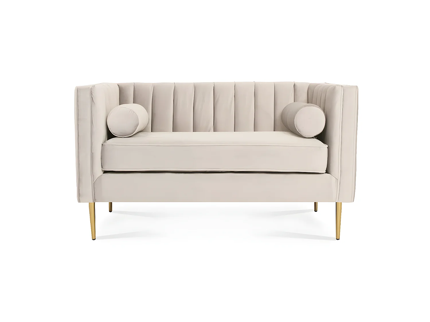 Canapé 2 places James Velours Beige pieds doré