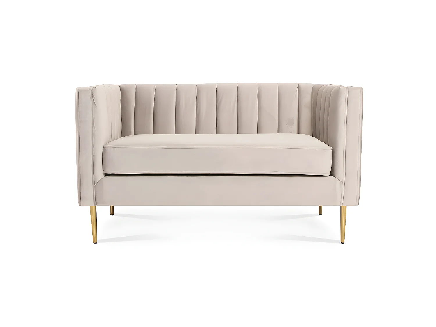 Canapé 2 places James Velours Beige pieds doré