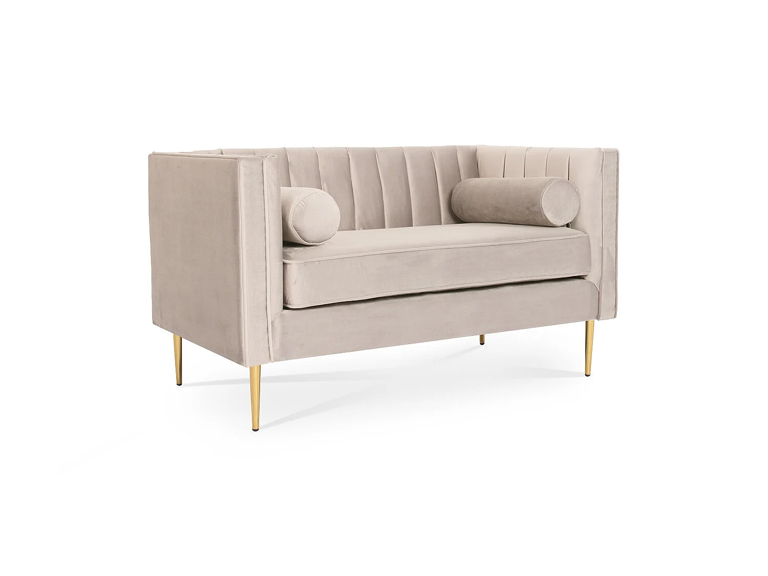 Canapé 2 places James Velours Beige pieds doré