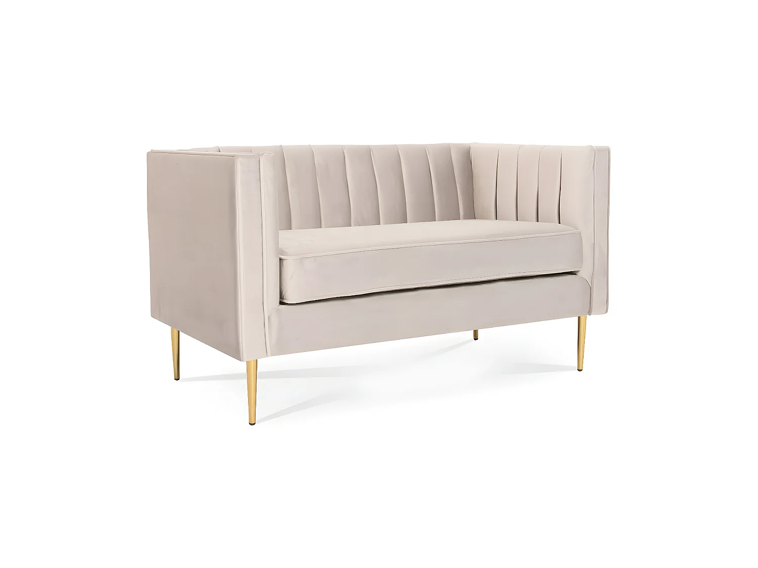 Canapé 2 places James Velours Beige pieds doré