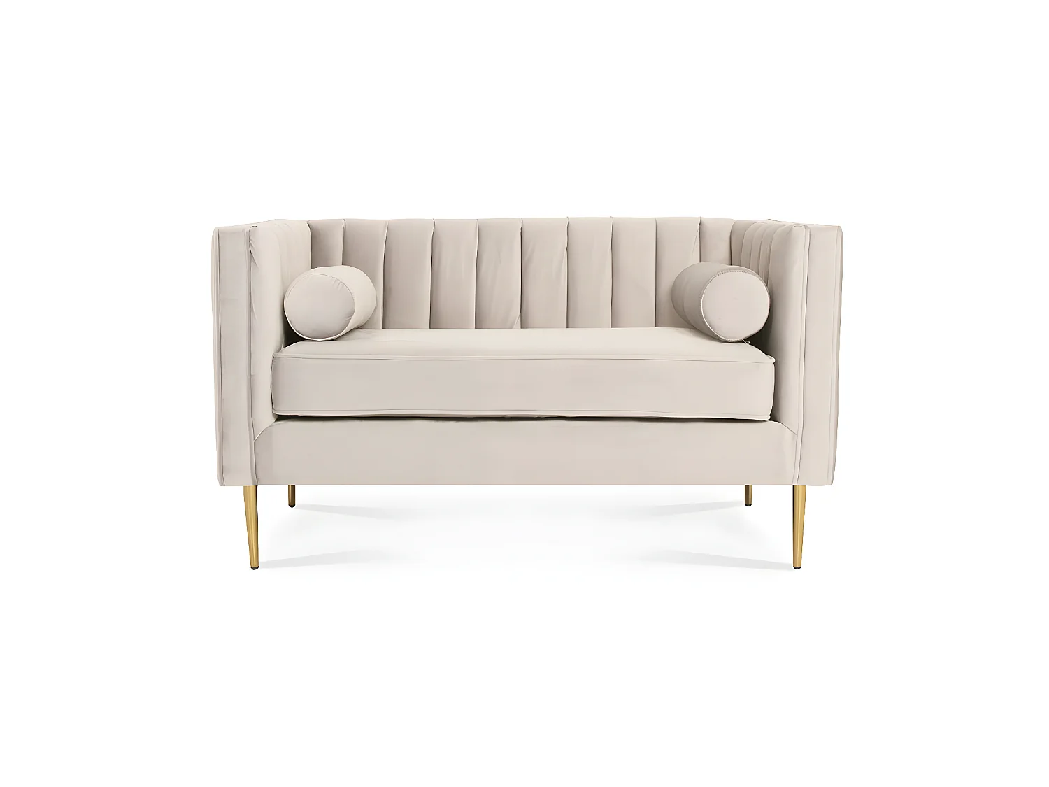 Canapé 2 places James Velours Beige pieds doré
