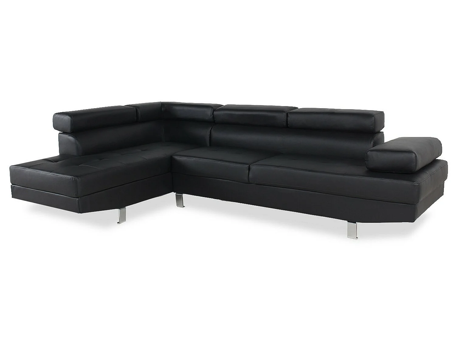 Canapé d'angle gauche avec têtières relevables Charly Noir