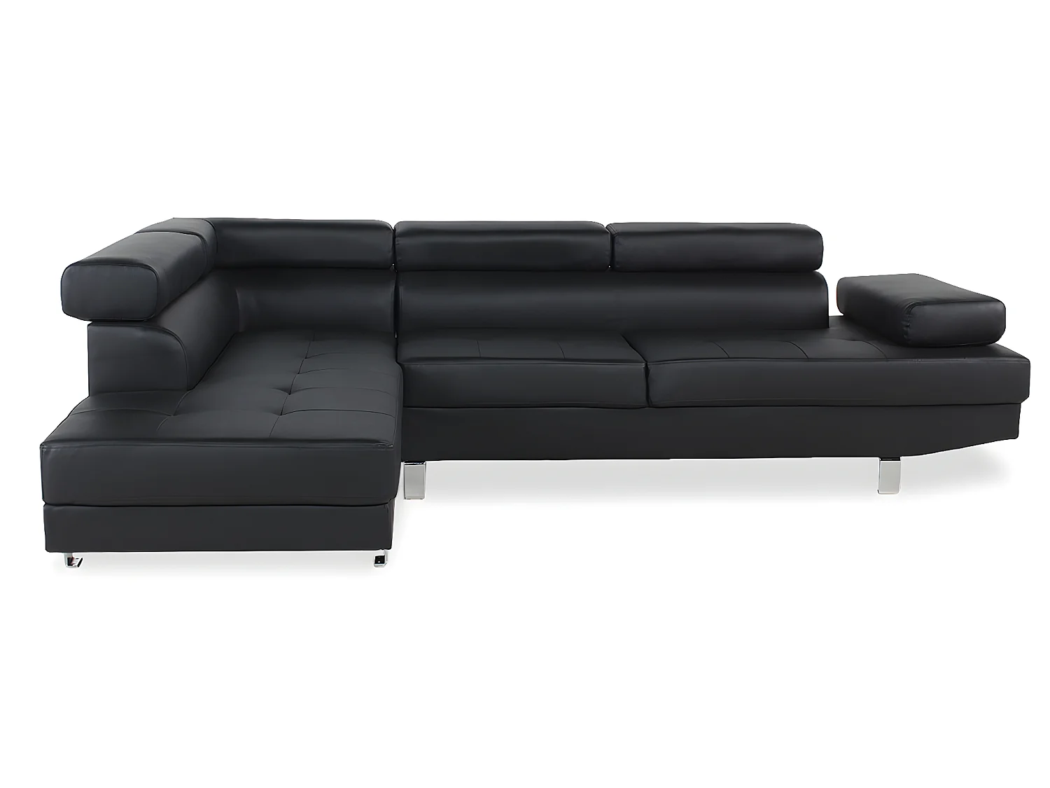 Canapé d'angle gauche avec têtières relevables Charly Noir