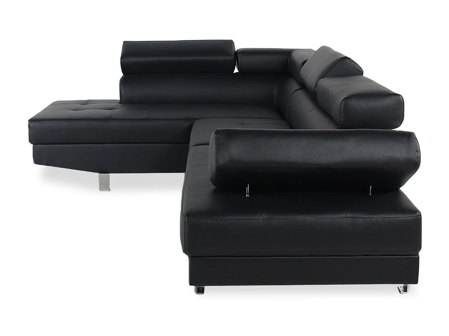 Canapé d'angle gauche avec têtières relevables Charly Noir