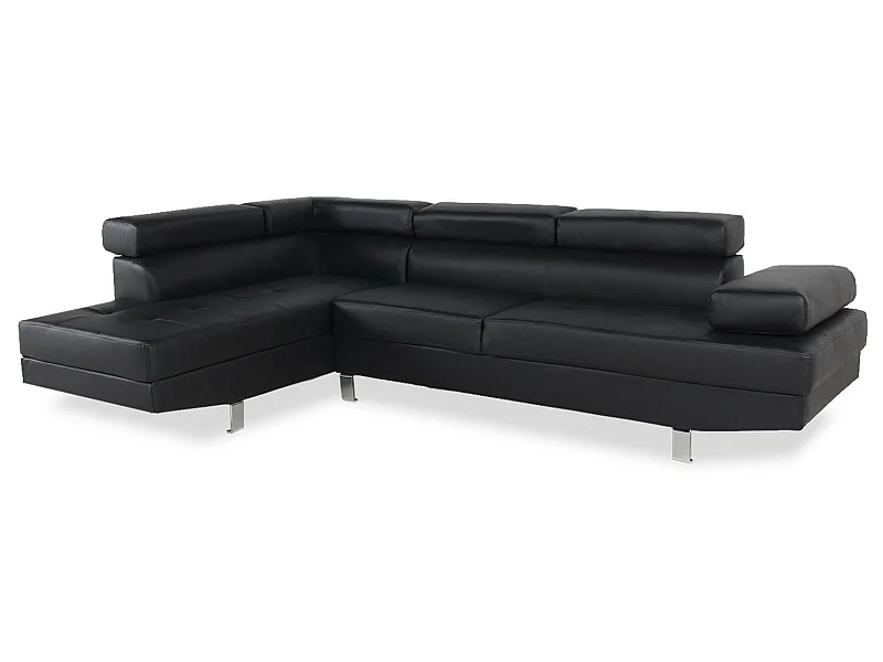 Canapé d'angle gauche avec têtières relevables Charly Noir