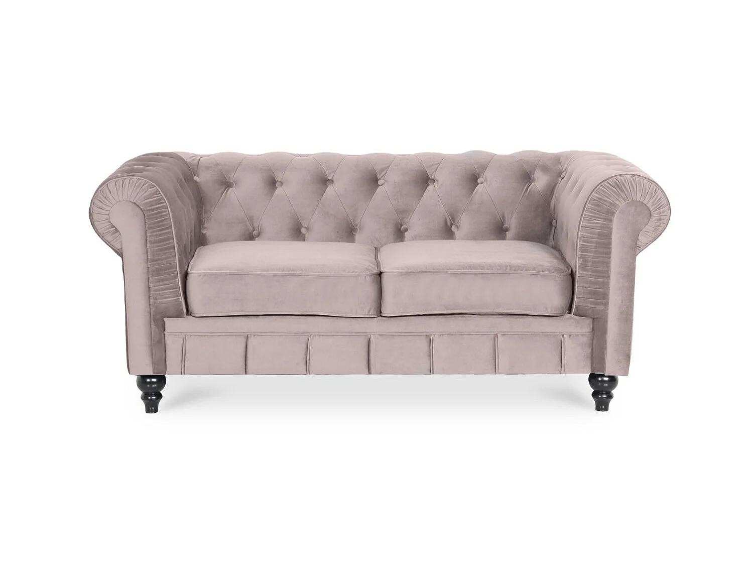 Canapé Chesterfield Velours 2 Places Altesse Taupe