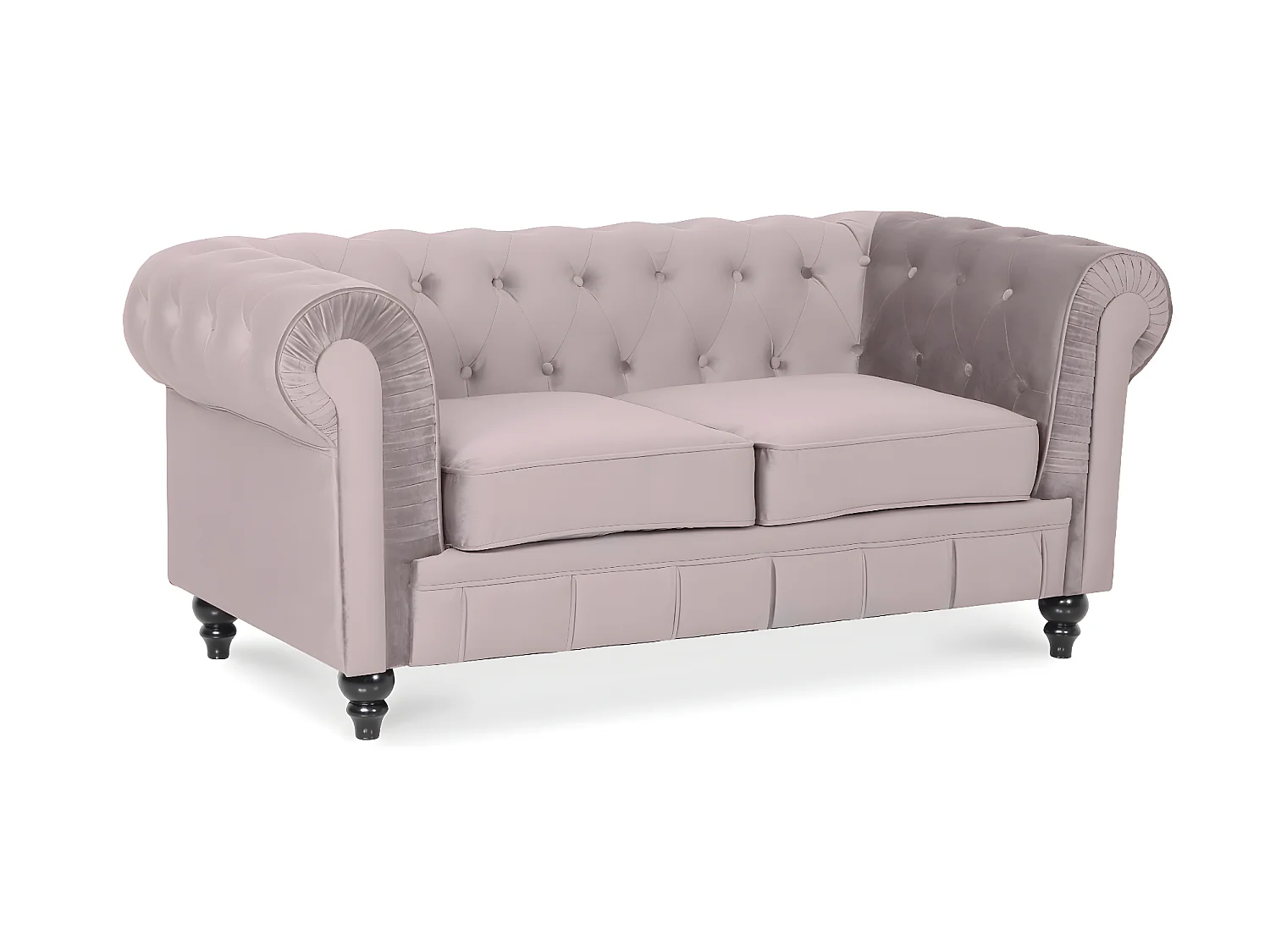 Canapé Chesterfield Velours 2 Places Altesse Taupe