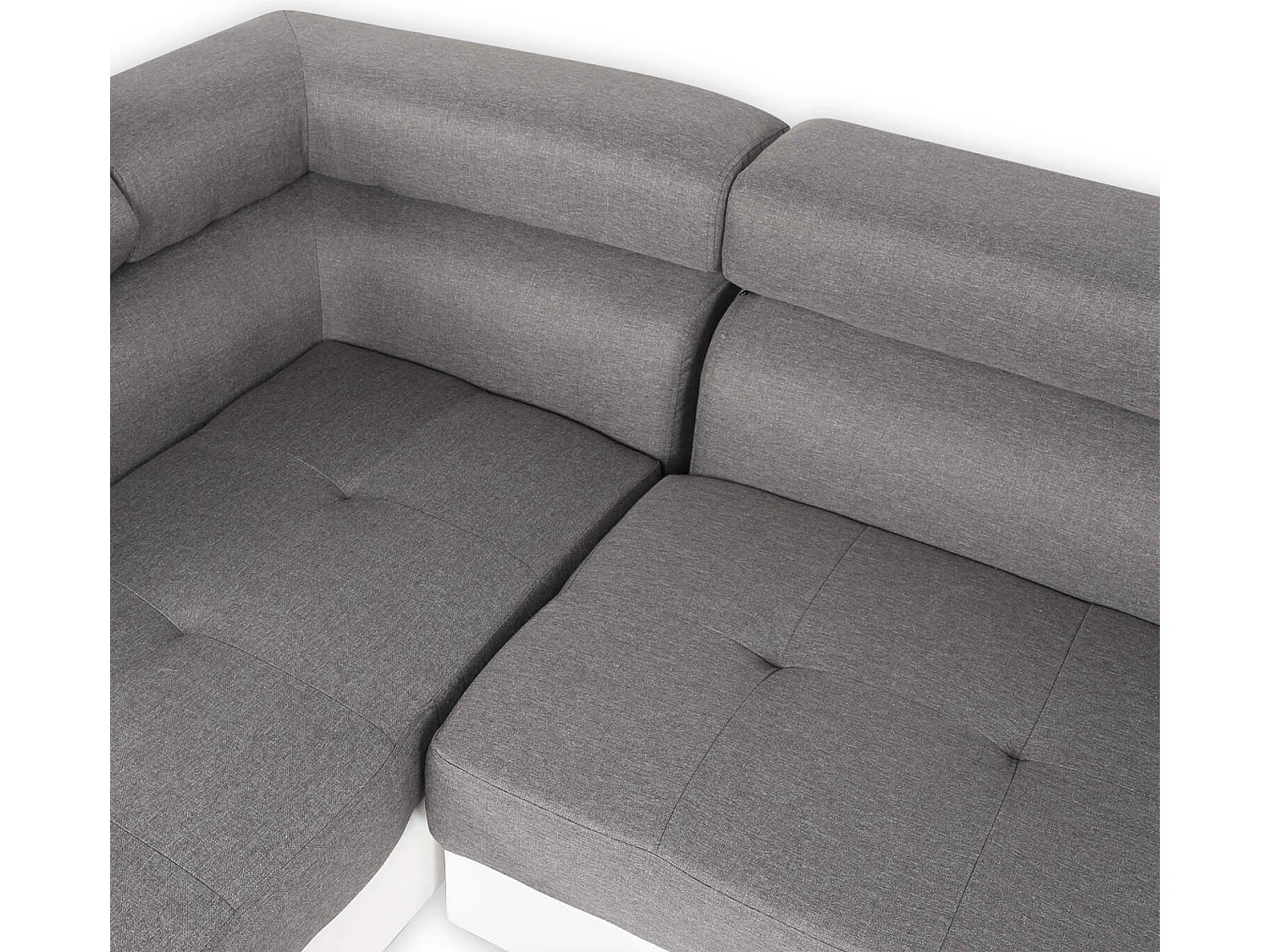 Canapé d'angle gauche avec têtières relevables Charly Gris et Blanc