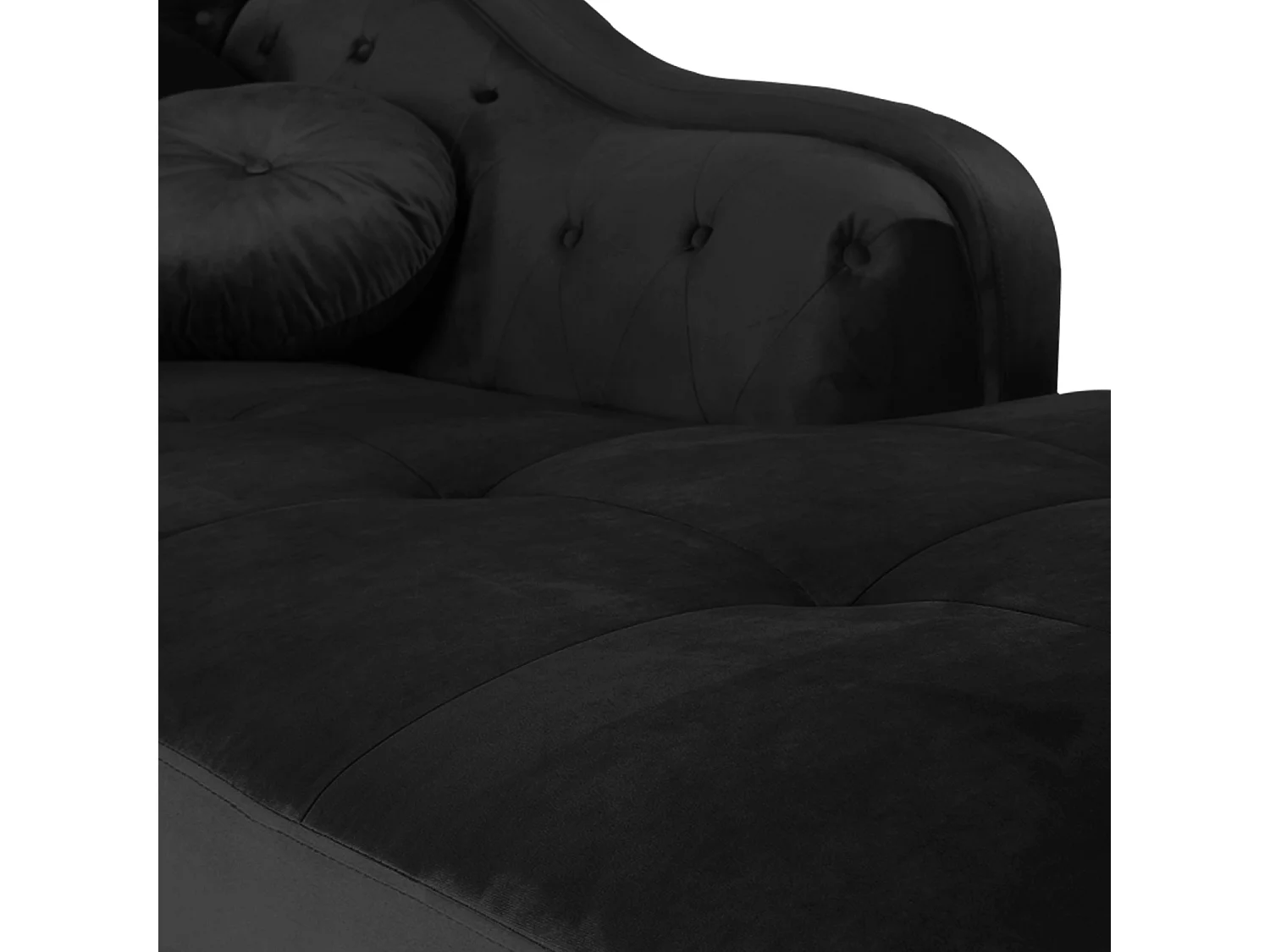 Canapé d'angle Droit Empire Velours Noir style Chesterfield