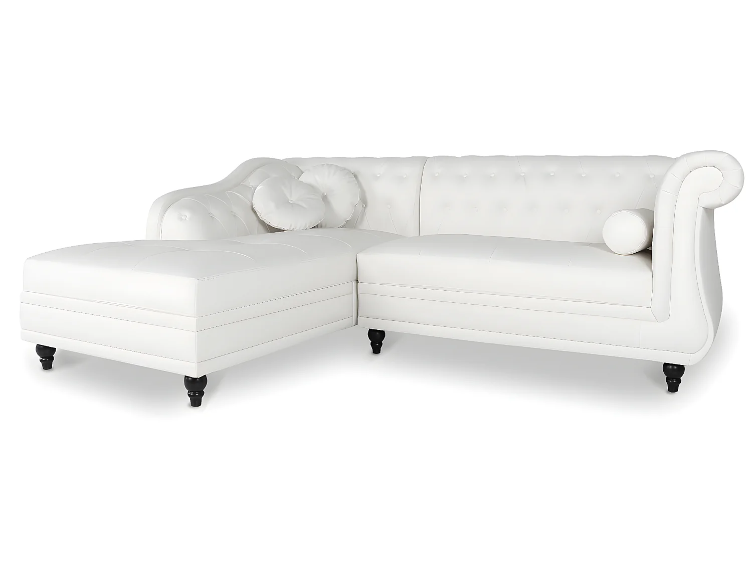 Canapé d'angle gauche Empire Blanc style chesterfield