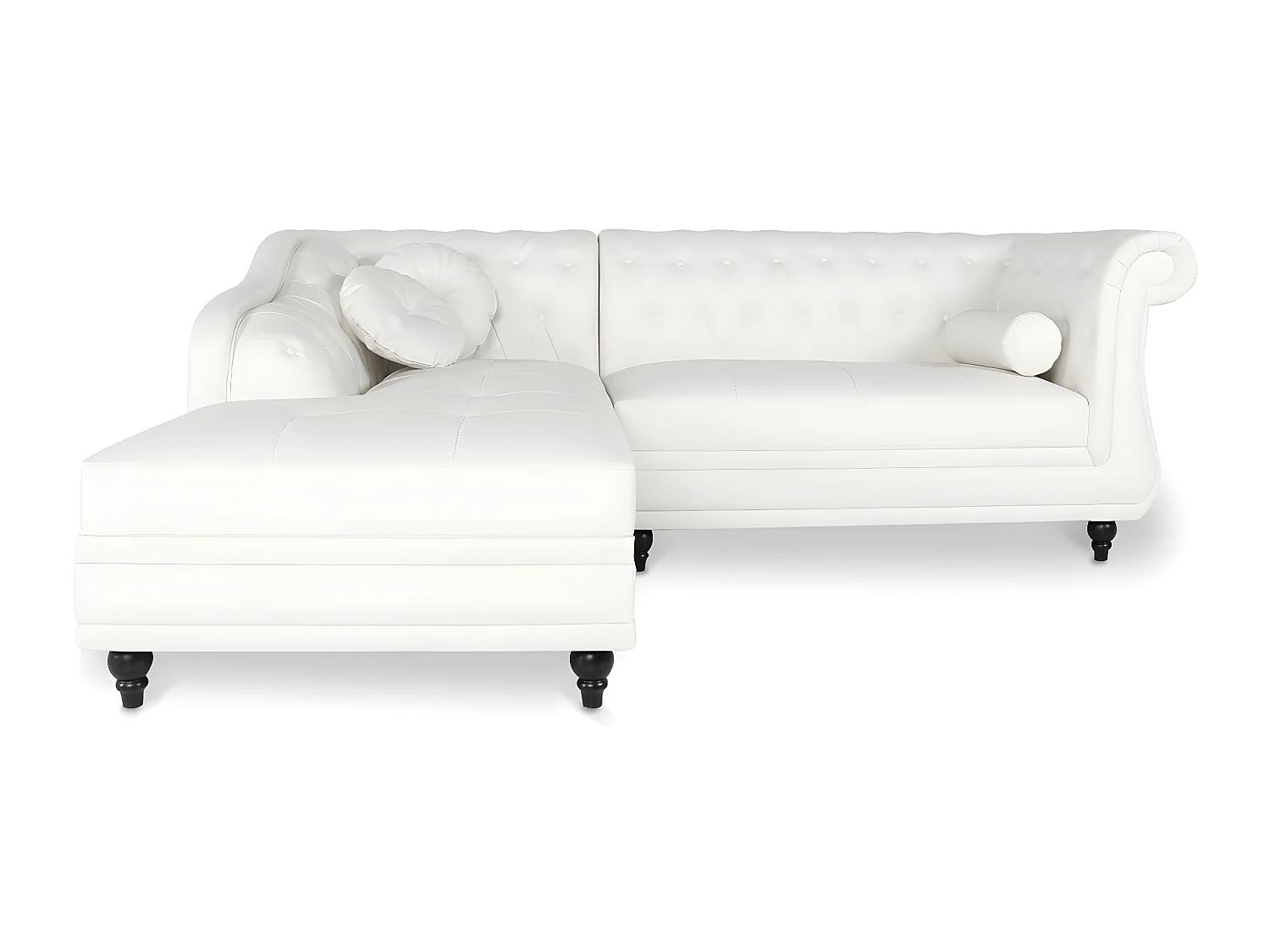 Canapé d'angle gauche Empire Blanc style chesterfield