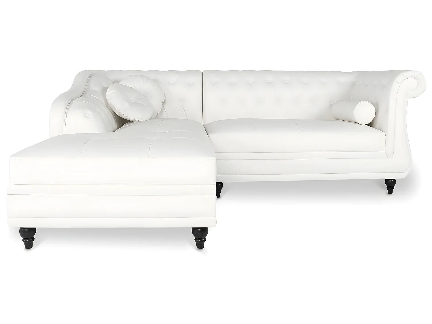 Canapé d'angle gauche Empire Blanc style chesterfield