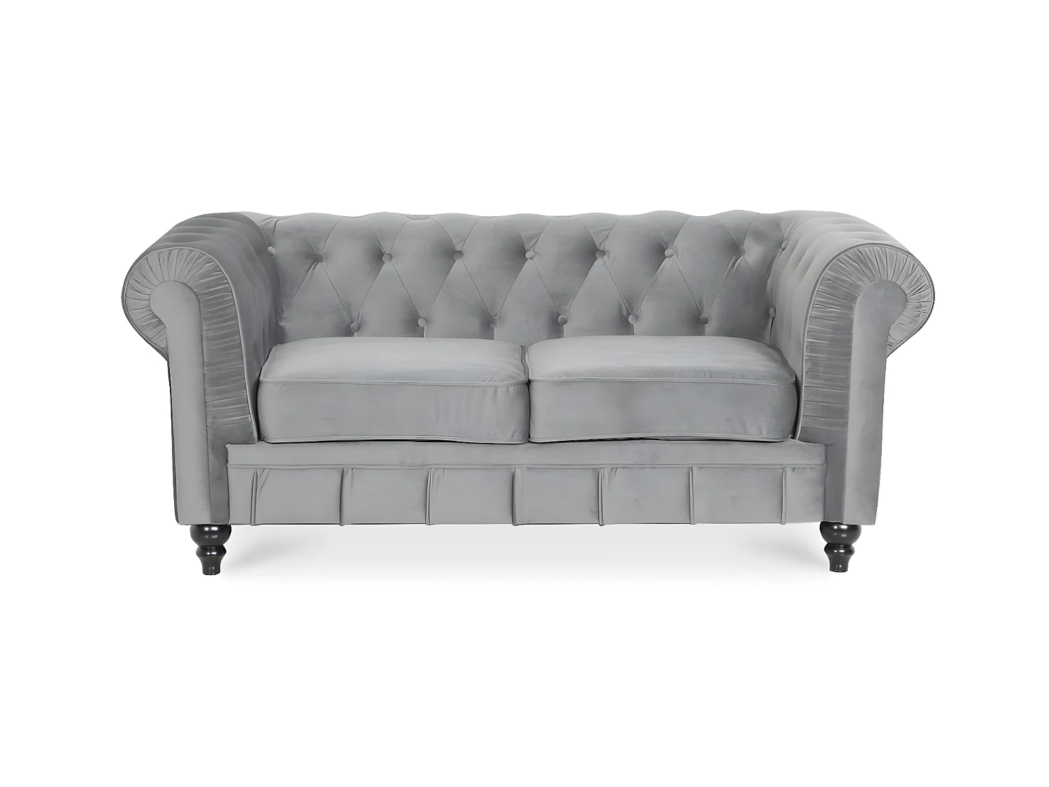 Canapé Chesterfield Velours 2 Places Altesse Argent