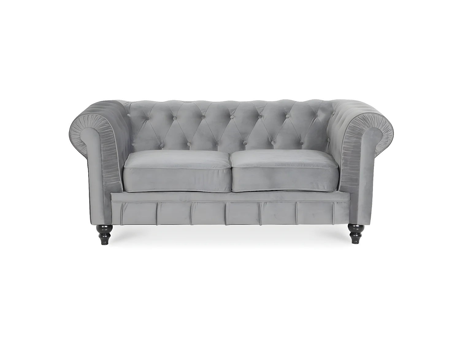 Canapé Chesterfield Velours 2 Places Altesse Argent
