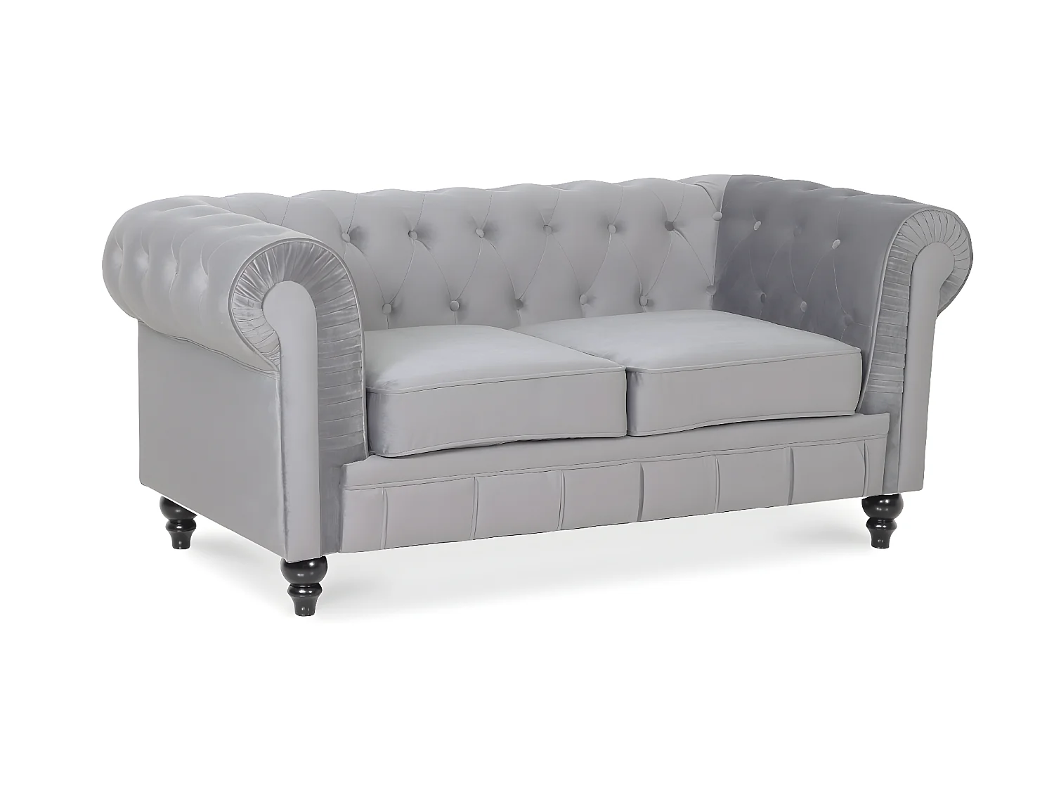 Canapé Chesterfield Velours 2 Places Altesse Argent
