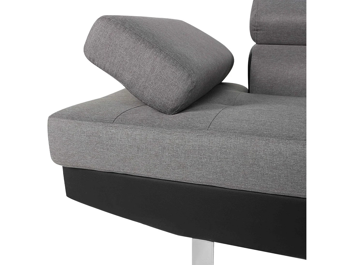 Canapé d'angle droit avec têtières relevables Charly Gris et Noir